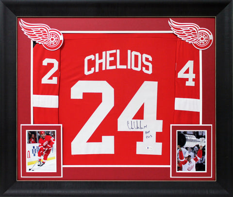 Chris Chelios "HOF 2013" Authentic Signed Red Pro Style Framed Jersey BAS