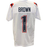 AJ Brown Autographed/Signed Pro Style Sz XL White Jersey Beckett Witnessed 57962