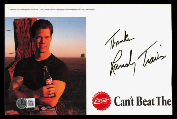 Randy Travis Autographed 6x9 Photo "Thanks" Coca-Cola Beckett BAS QR #BM37767