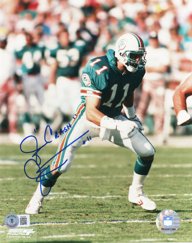 Jim Crash Jensen Autographed Miami Dolphins 8x10 Photo Beckett Authenticated