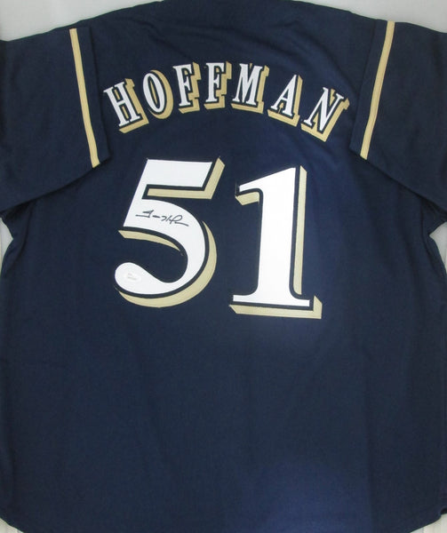 Brewers TREVOR HOFFMAN Signed Custom Navy Replica Jersey AUTO - HOF - JSA