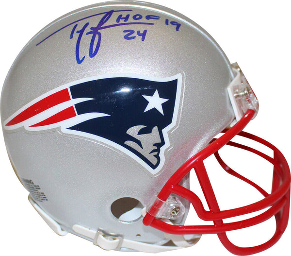 Ty Law Autographed New England Patriots VSR4 Mini Helmet w/insc BAS 40058