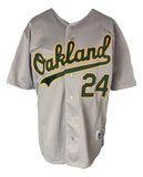 Rickey Henderson Signed A's Gray Majestic 1989 WS L Jersey HOF 2009 MLB Hologram