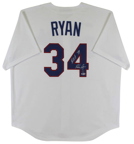 Rangers Nolan Ryan "HOF 99" Signed Nike White Cooperstown Collection Jersey BAS