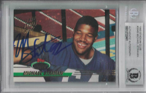 Michael Strahan Signed 1993 Topps Stadium Club #384B Rookie Card BAS 30405