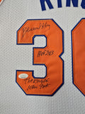 FRAMED NEW YORK KNICKS BERNARD KING AUTOGRAPHED 2x INSCRIBED JERSEY JSA COA