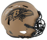 Ravens Ray Lewis "HOF 18" Signed STS II Full Size Speed Proline Helmet BAS Wit