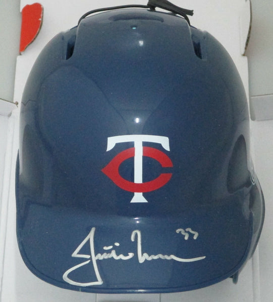 Minn Twins JUSTIN MORNEAU Signed Rawlings Mini Helmet AUTO - All Star - JSA
