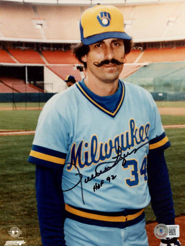 Rollie Fingers Autographed Milwaukee Brewers 8x10 Photo HOF Beckett 50453
