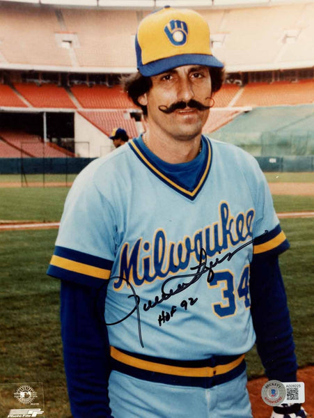 Rollie Fingers Autographed Milwaukee Brewers 8x10 Photo HOF Beckett 50453