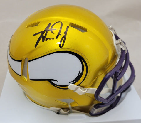 AARON JONES SIGNED MINNESOTA VIKINGS FLASH SPEED MINI HELMET BECKETT QR