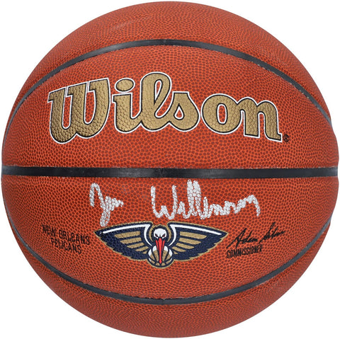 Zion Williamson Pelicans Signed Wilson Team Logo Basketball-Siliver Ink