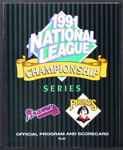 1991 NLCS Braves vs. Pirates Official Program and Scorecard Magazine