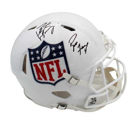 Brett Favre & Peyton Manning Signed NFL Shield Speed Authentic Helmet