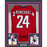 Framed Autographed/Signed Connor McMichael 35x39 Washington Red Jersey BAS COA