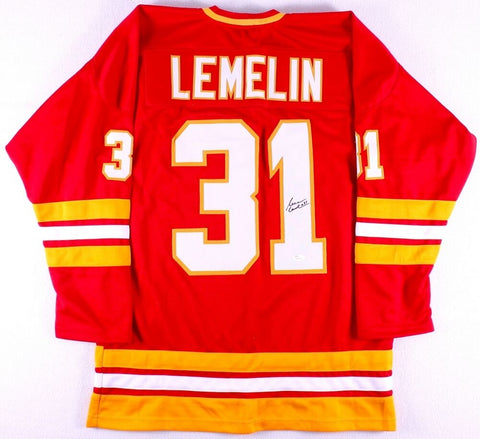 Rejean Lemelin Signed Calgary Flames Jersey (JSA COA) NHL Career 1974-1993
