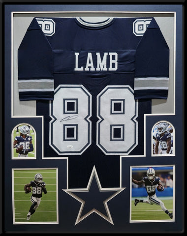 FRAMED DALLAS COWBOYS CEEDEE LAMB AUTOGRAPHED SIGNED JERSEY JSA COA