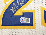 WARRIORS RUN TMC AUTOGRAPHED WHITE JERSEY 3 SIGS MULLIN HARDAWAY BECKETT