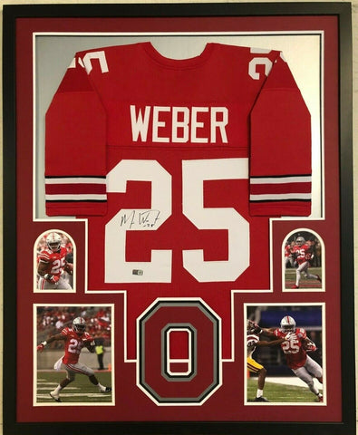 FRAMED OHIO STATE BUCKEYES MIKE WEBER AUTOGRAPHED SIGNED JERSEY TRISTAR HOLO