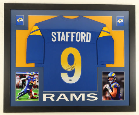 Matthew Stafford Signed Los Angeles Rams 35" x 43" Framed Jersey (Beckett) Q.B.