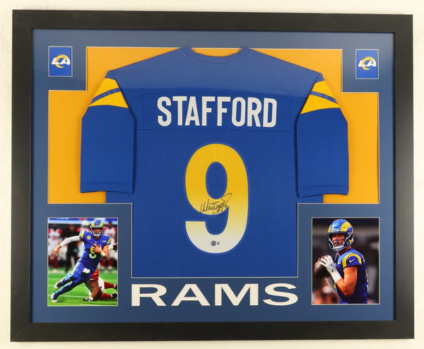 Matthew Stafford Signed Los Angeles Rams 35" x 43" Framed Jersey (Beckett) Q.B.