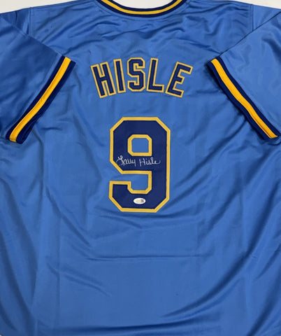 LARRY HISLE Signed Replica Blue Jersey AUTO - Milwaukee Brewers MLB - JSA