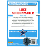 Luke Schoonmaker Autographed 2023 Donruss #325 Trading Card Beckett 59417