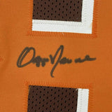 FRAMED Autographed/Signed OZZIE NEWSOME 33x42 Brown Football Jersey Beckett COA