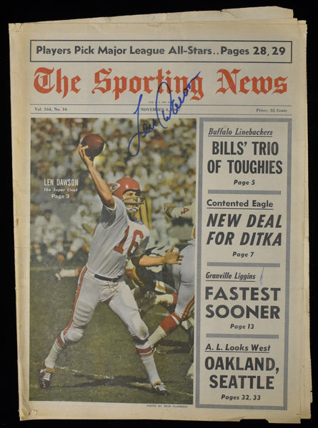 Len Dawson HOF Signed 1967 The Sporting News Chiefs JSA BA208013