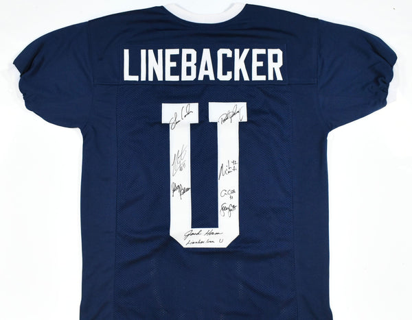 Linebacker U Autographed Blue College Style Jersey - JSA W *Black