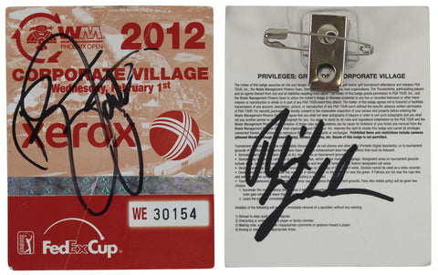 Phil Mickelson & Rickey Fowler Signed 2012 WM Phoenix Open Pass BAS #AC33614
