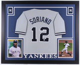 Alfonso Soriano Signed New York Yankees 35"x43" Custom Framed Jersey (JSA COA)