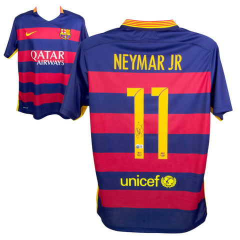 Neymar Jr Signed Barcelona Home Soccer Jersey #11 with Beckett COA