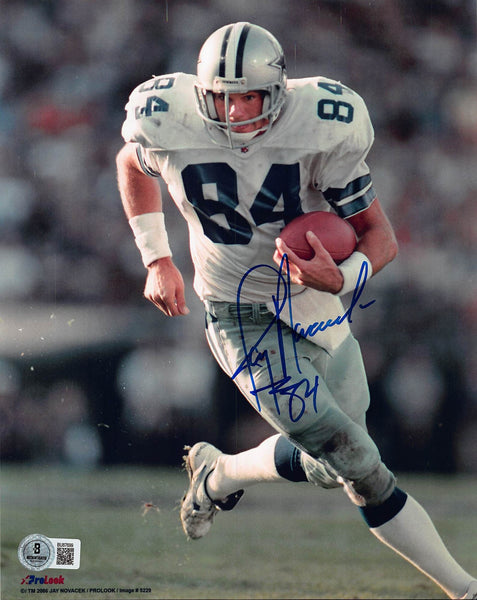Cowboys Jay Novacek Authentic Signed 8x10 Vertical Running Photo BAS 1