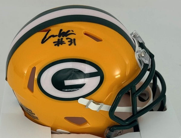 Packers Running Back EMANUEL WILSON Signed Riddell Speed Mini Helmet AUTO - BAS
