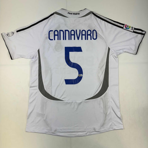 Autographed/Signed Fabio Cannavaro Real Madrid White Soccer Jersey Beckett COA