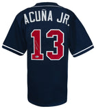 Ronald Acuna Jr. (BRAVES) Signed Navy Custom Baseball Jersey - (BECKETT COA)