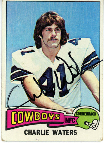 Charlie Waters Autographed 1975 Topps #59 Trading Card Beckett 44808