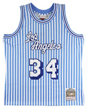 Lakers Shaquille O'Neal Signed B&W Striped 1996-97 M&N HWC Swingman Jersey BAS