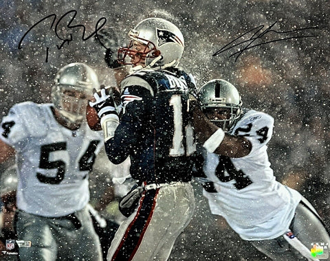 Tom Brady Charles Woodson Dual Signed Patriots Raiders Tuck Rule 16x20 Fanatics