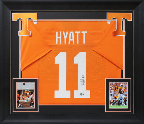 Tennessee Jalin Hyatt Authentic Signed Orange Pro Style Framed Jersey BAS Wit