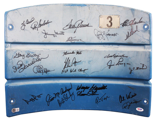 1969 Mets (23) Ryan, Berra, Seaver, Koosman +19 Signed Seatback BAS #AE13780