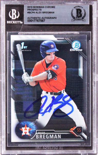 Astros Alex Bregman Signed 2016 Bowman Chrome Prospects #BCP4 RC Card BAS Slab 2