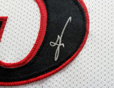 PHILADELPHIA 76ERS ALLEN IVERSON AUTOGRAPHED FRAMED WHITE JERSEY JSA 209463