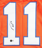 Troy Franklin Signed Denver Broncos Pro Cut Jersey (Beckett) 2024 Rnd Pck Oregon