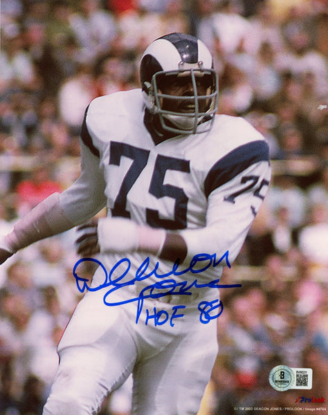 Deacon Jones Autographed/Signed Los Angeles Rams 8x10 Photo Beckett 57604