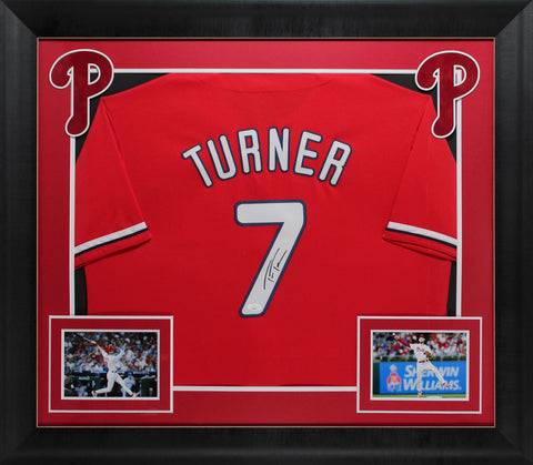 Trea Turner Authentic Signed Red Pro Style Framed Jersey Autographed JSA