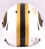 Christian McCaffrey Autographed 49ers Lunar Speed Mini Helmet- Beckett Hologram