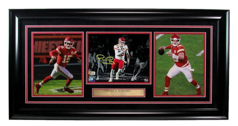 Patrick Mahomes Signed 8x10 Photo Collage KC Chiefs Framed Beckett 187255