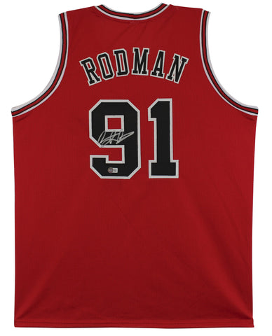 Dennis Rodman Authentic Signed Red Pro Style Jersey Autographed BAS Witnessed